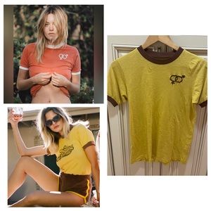 RARE Stoned immaculate sample retro ringer tee equal rights mustard burgundy